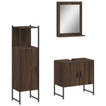 ZNTS 3 Piece Bathroom Cabinet Set Brown Oak Engineered Wood 3214348