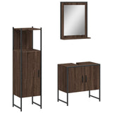 ZNTS 3 Piece Bathroom Cabinet Set Brown Oak Engineered Wood 3214348