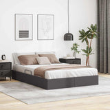 Storage Bed with Mattress Grey 140 x 200 cm Faux leather 3369951