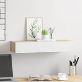 330263 Wall-mounted Drawer Shelf Oak and White 60x23,5x10cm MDF