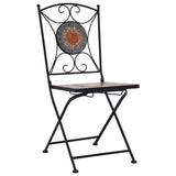 ZNTS 3 Piece Mosaic Bistro Set Ceramic Tile Orange/Grey 279691