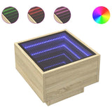 Side Table with LED Sonoma Oak 40x40x30 cm Engineered Wood 847499