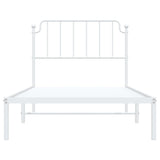 Metal Bed Frame without Mattress with Headboard White 100x200cm 373931