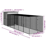 Chicken Cage with Run Anthracite 165x659x181 cm Galvanised Steel 3189110