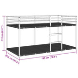 Bunk Bed without Mattress White 90x190 cm Steel 4019883