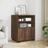 Rolling Cabinet Brown Oak 60x48x81 cm Engineered Wood 853170
