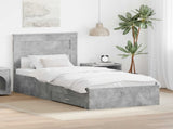 Bed Frame with Drawer Concrete Grey 90 x 190 cm Engineered Wood 3410030