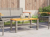 Garden Table Grey 70x38x42 cm Poly Rattan Acacia Wood 366271