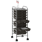10-Drawer Mobile Storage Trolley Black Plastic 320402