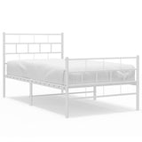 Metal Bed Frame without Mattress with Footboard White 107x203cm 355722