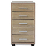 Office Drawer Unit with Castors 5 Drawers Oak 243063