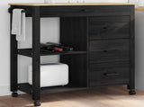 Kitchen Trolley MONZA Black 84 x 40 x 88.5 cm Solid Pine Wood 42027043