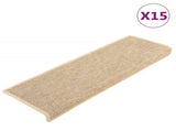 Stair Mats 15 pcs 65x21x4 cm Light Beige Rectangular Edge 326909
