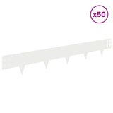 Lawn Edging 50 pcs 100 x 15 cm Steel White 8008553