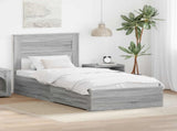 Bed Frame with Drawer Grey Sonoma 100 x 200 cm Engineered Wood 3410024