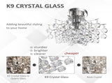 Crystal Chandeliers, K9 Droplets Ceiling Light with 3 E14 Bulb Base, Pendant Lights for Living Room, T3398P340989