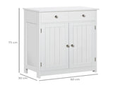 75x60cm Freestanding Bathroom Storage Cabinet Unit w/ 2 Drawers Cupboard Adjustable Shelf Metal T3398P341242