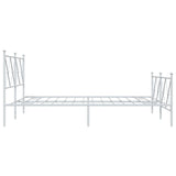 Metal Bed Frame without Mattress with Footboard White 160x200cm 376572