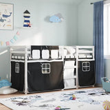 Bunk Bed without Mattress White&Black 75x190 cm Small Single Solid Wood Pine 3283913