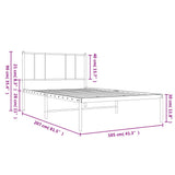 Metal Bed Frame without Mattress with Headboard Black 100x200cm 352475