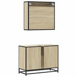 ZNTS 2 Piece Bathroom Furniture Set Sonoma Oak Engineered Wood 3300941