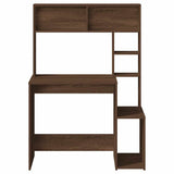 Desk with Shelves Brown Oak 100x45x140 cm Engineered Wood 860442