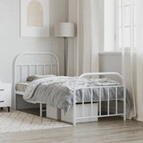 Metal Bed Frame without Mattress with Footboard White 90x190cm 353694