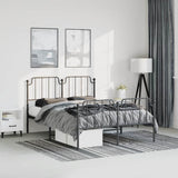 Metal Bed Frame without Mattress with Footboard Black 150x200cm 373907