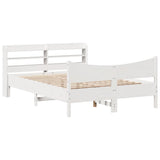 Bed Frame with Headboard White 120x190 cm Small Double Solid Wood Pine 3307063