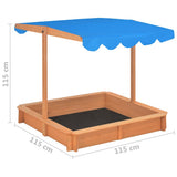 Sandbox with Adjustable Roof Firwood 115x115x115 cm 316473