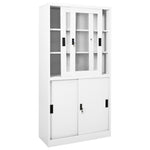 Office Cabinet with Sliding Door White 90x40x180 cm Steel 335962