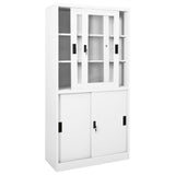 Office Cabinet with Sliding Door White 90x40x180 cm Steel 335962