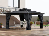 3.65 x 3m Aluminium Hardtop Gazebo, with Accessories - Dark Grey T3398P318785