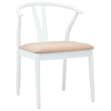 Dining Chair 2 pcs White and Brown Solid Rubber Wood 42020418