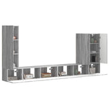 TV Wall Cabinet Set Wall-mounted 6 pcs Grey Sonoma 3408958