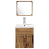 Bathroom Furniture Set with Door 4 pcs Old Wood Engineered Wood 3332577