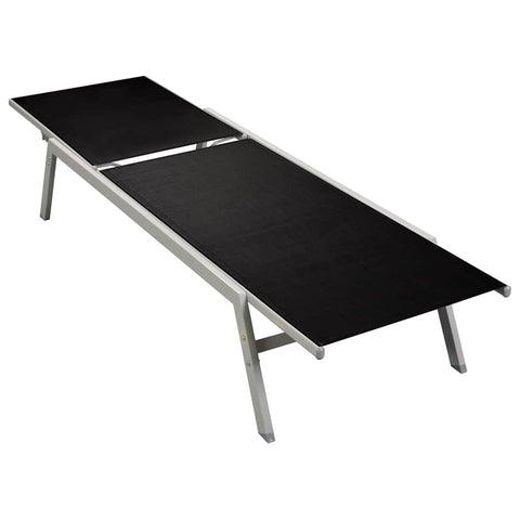 Sun Lounger Steel and Textilene Black 48011