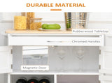 Modern Kitchen Trolley, Rolling Island Storage Cart with Drawer, 9-bottle Wine Rack, Door Cabinets, T3398P343513
