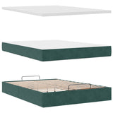 ZNTS Ottoman Bed with Mattresses Dark Green 140x200cm Velvet 3313478