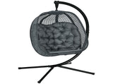 Outdoor Swing Chair with Thick Padded Cushion, Patio Hanging Chair with Metal Stand, Egg Chair with T3398P320115