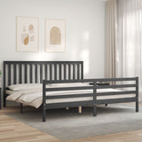 Bed Frame without Mattress Grey 200x200 cm Solid Wood 3194268