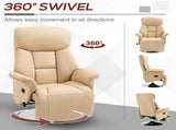 Adjustable Swivel Recliner, Manual Recliner Chair with Footrest, Padded Arms, PU Leather Upholstery, T3398P550251