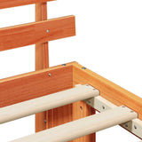 Bed Frame with Headboard Wax Brown 140 x 190 cm Solid Pine Wood 872616
