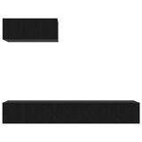 TV Cabinet Set Wall-mounted 3 pcs Black Oak Engineered Wood 3332537