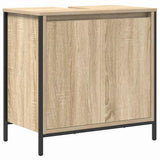 Bathroom Furniture Set with Shelf 5 pcs Sonoma Oak and Black 3328385
