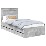 Bed Frame with Drawer Concrete Grey 100 x 200 cm Engineer Wood 3409870