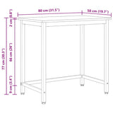 Table White 80 x 50 x 77 cm Engineered Wood and Steel 873791