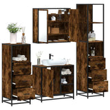 4 Piece Bathroom Furniture Set Smoked Oak Engineered Wood 3301267