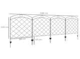 Steel Decorative Outdoor Picket Fence Panels Set of 4, Black T3398P315331