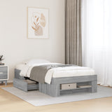 ZNTS Bed Frame without Mattress Grey Sonoma 90x190 cm Single Engineered Wood 3295525